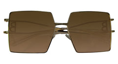 Brown Big Square Golden Metal Sunglasses