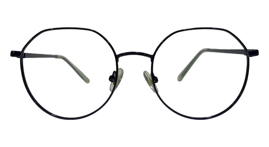 Dark Blue Hexa Round Eyeglasses