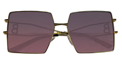 Purple Big Square Golden Metal Sunglasses
