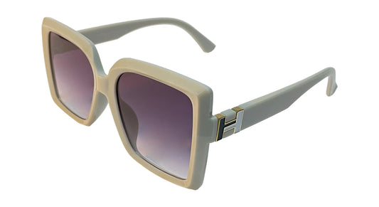 Purple Big Square Sunglasses with White Frame