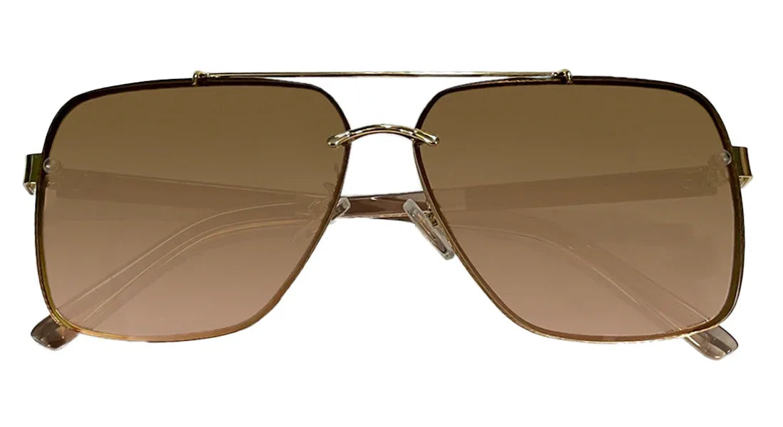 Retro Square Golden Brown Sunglasses - Bombay Optical