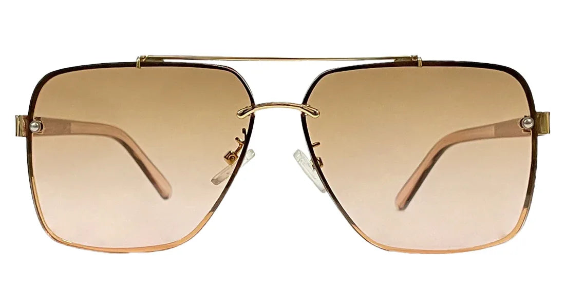 Retro Square Golden Brown Sunglasses - Bombay Optical