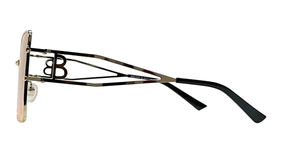 Purple Big Square Silver Metal Sunglasses - Bombay Optical