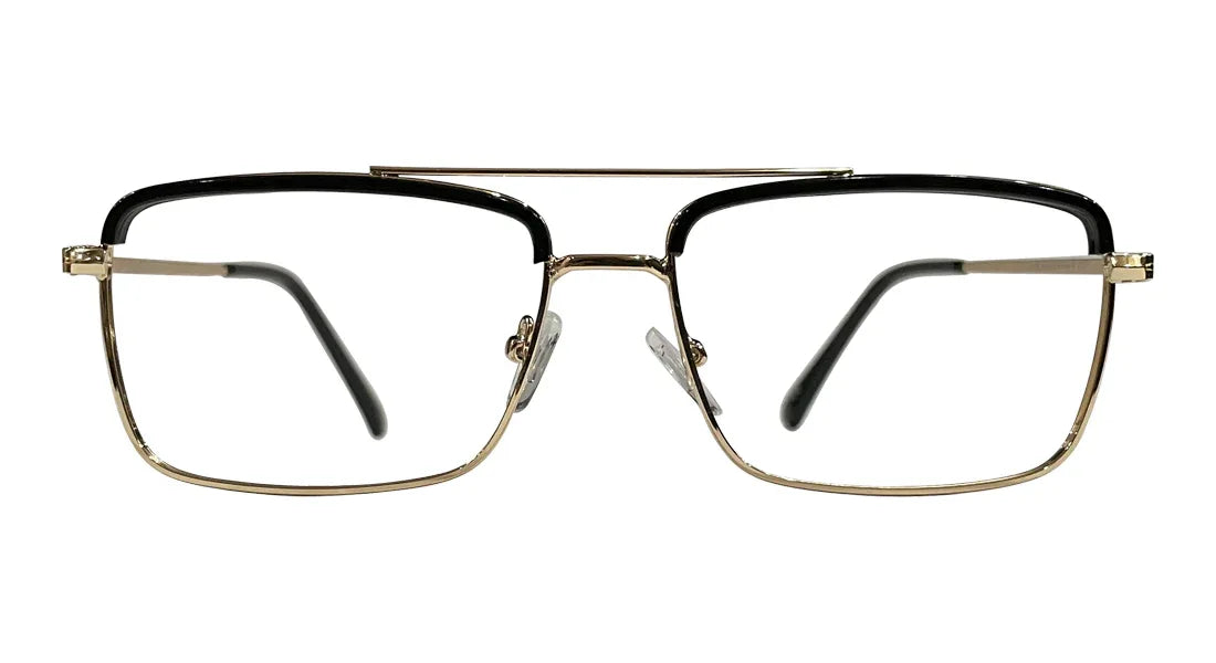 Dual Bridge Black and Golden Rectangle Eyeglasses – Bombay Optical
