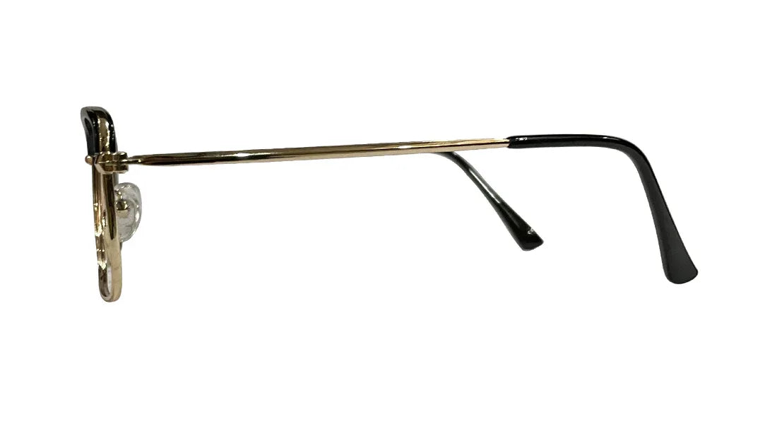 Dual Bridge Black and Golden Rectangle Eyeglasses - Bombay Optical