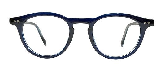 Glossy Blue Round Eyeglasses