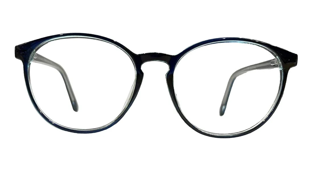 Glossy Blue Round Eyeglasses - Bombay Optical