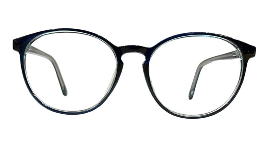 Glossy Blue Round Eyeglasses