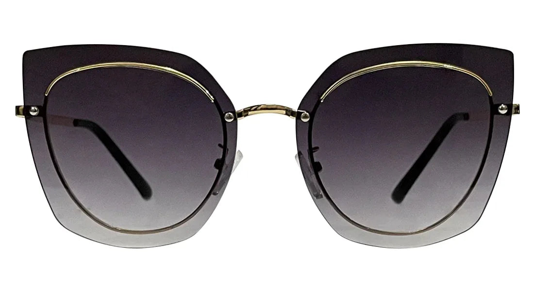 Golden Frame Black Gradient Round-Cateye Sunglasses - Bombay Optical
