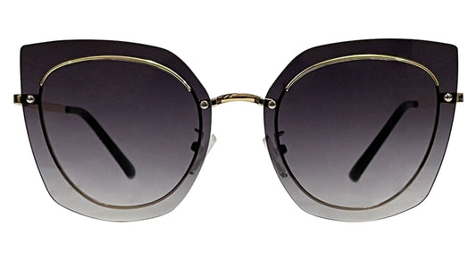 Golden Frame Black Gradient Round-Cateye Sunglasses