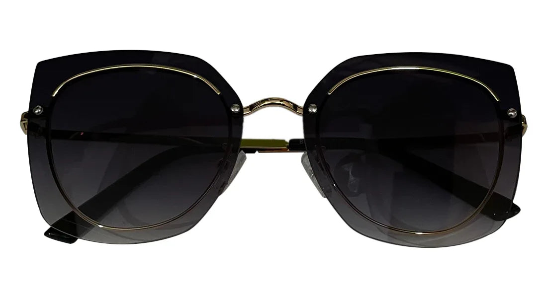 Golden Frame Black Gradient Round-Cateye Sunglasses - Bombay Optical