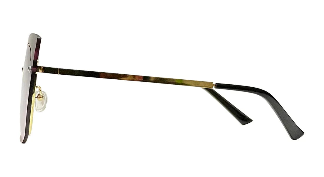 Golden Frame Dark Purple Round-Cateye Sunglasses - Bombay Optical