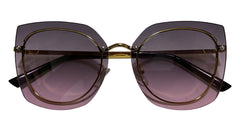 Golden Frame Dark Purple Round-Cateye Sunglasses
