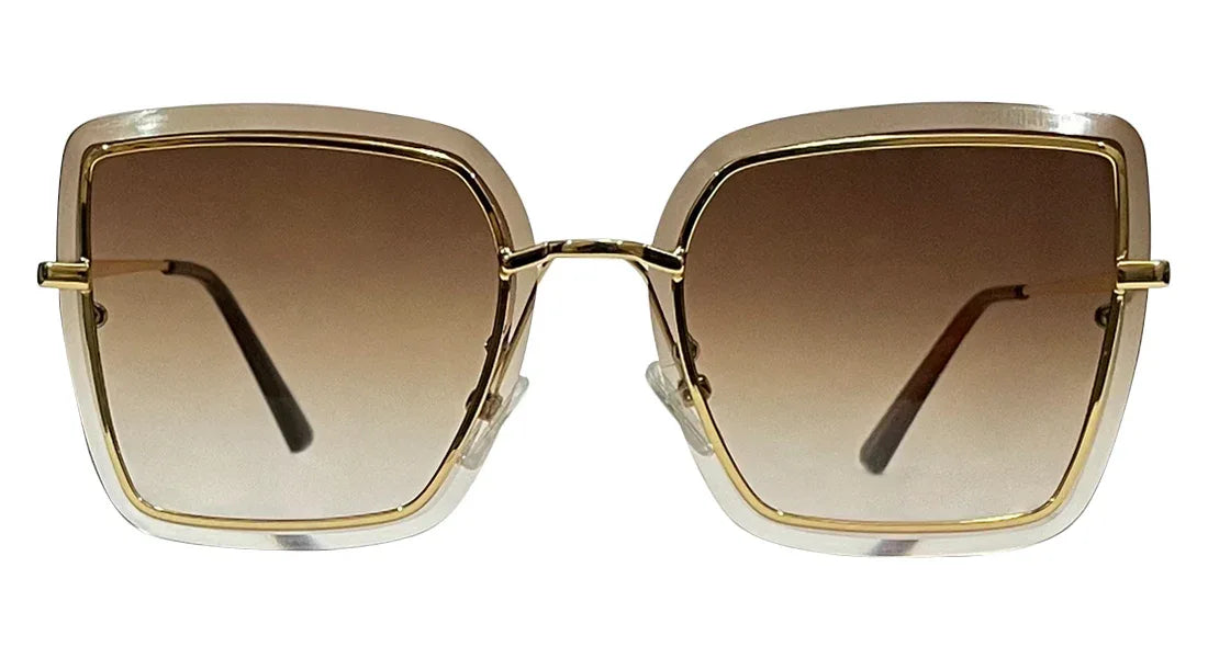 Golden Frame with Dark Brown Lenses - Bombay Optical