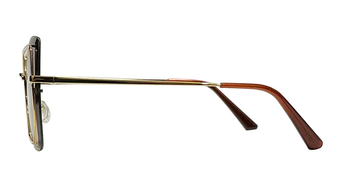 Golden Frame with Dark Brown Lenses - Bombay Optical