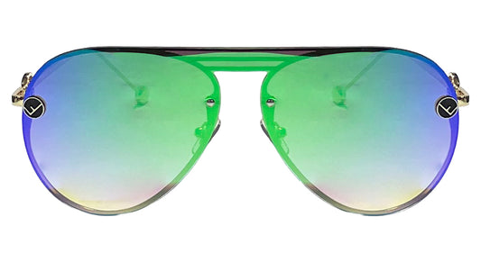 Golden Frame with Reflective Lenses