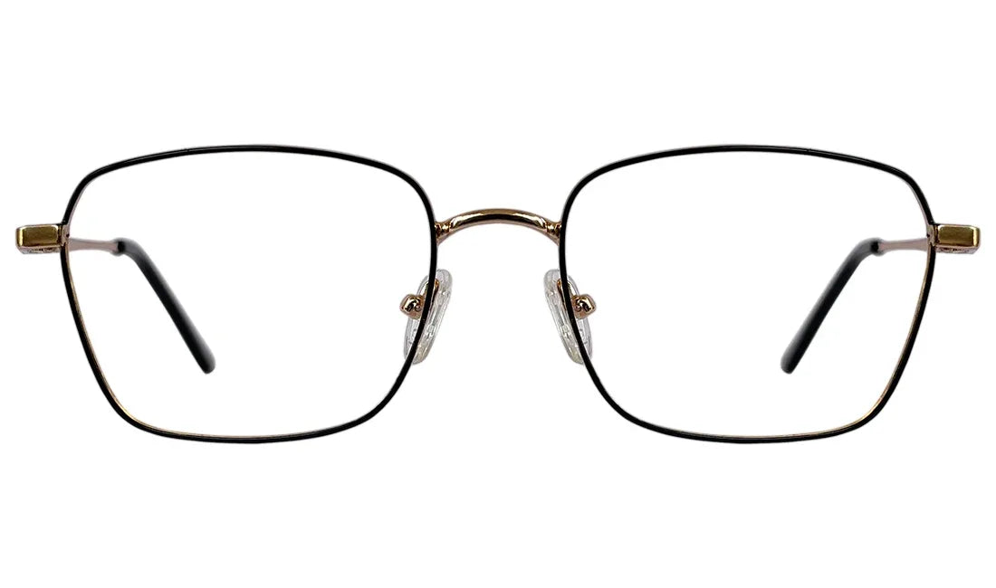 Golden and Black Rim Rectangle Eyeglasses - Bombay Optical