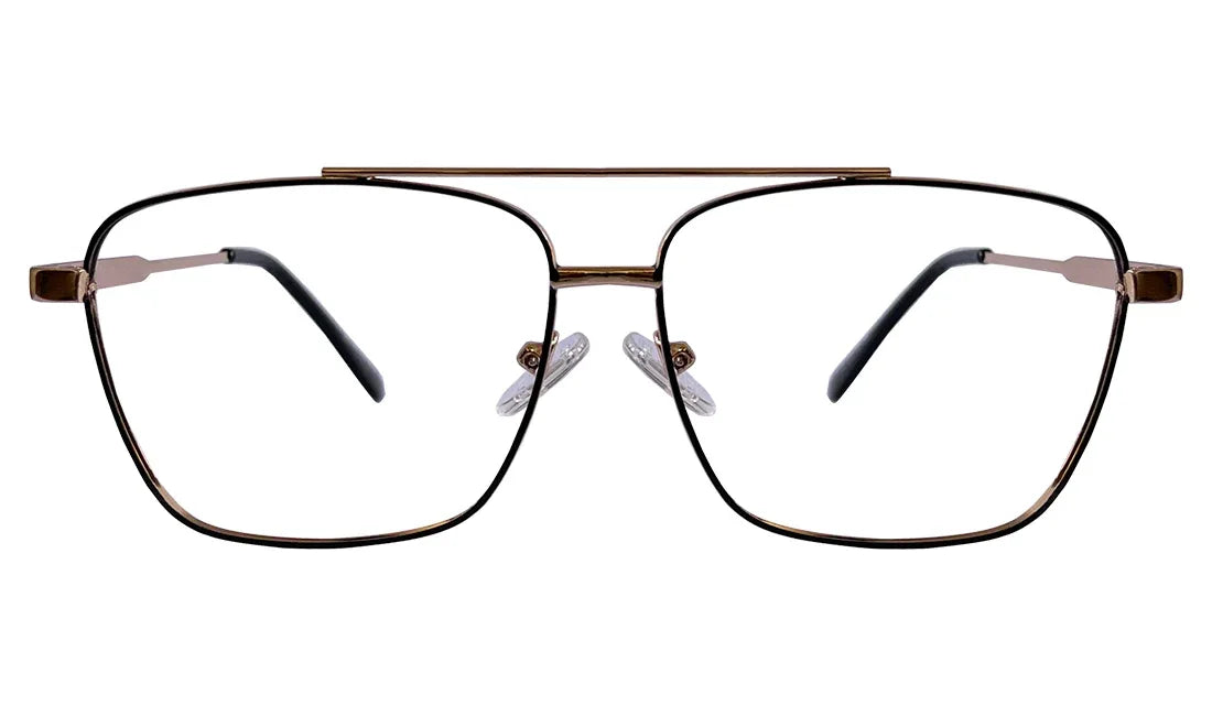 Golden and Black Rectangle Eyeglasses - Bombay Optical