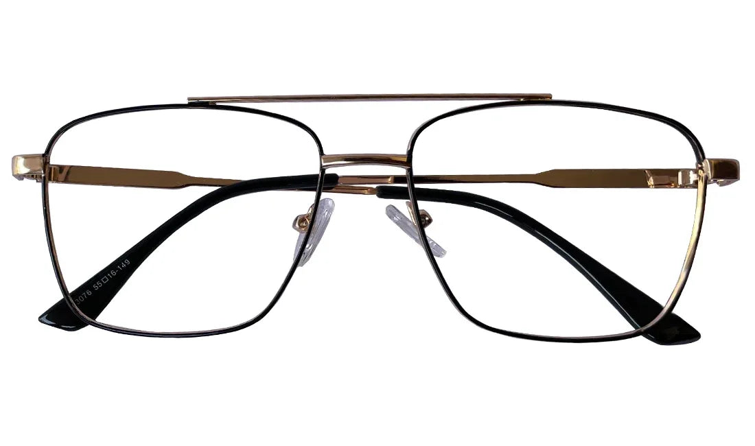 Golden and Black Rectangle Eyeglasses - Bombay Optical