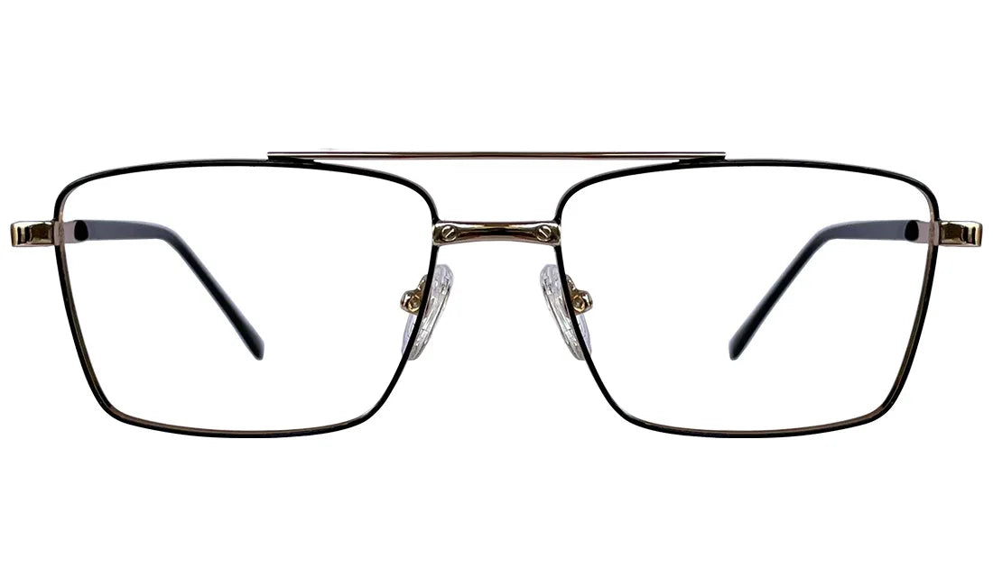 Golden and Black Rectangle Eyeglasses - Bombay Optical