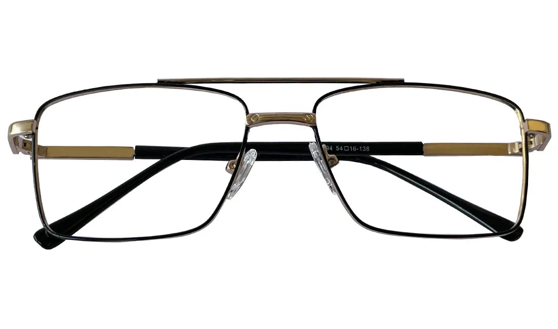 Golden and Black Rectangle Eyeglasses - Bombay Optical