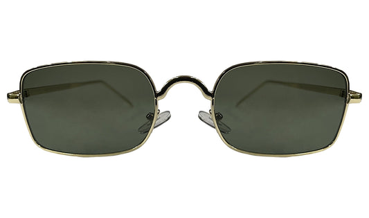 Green Lenses With Golden Rim Rectangle Sunglasses
