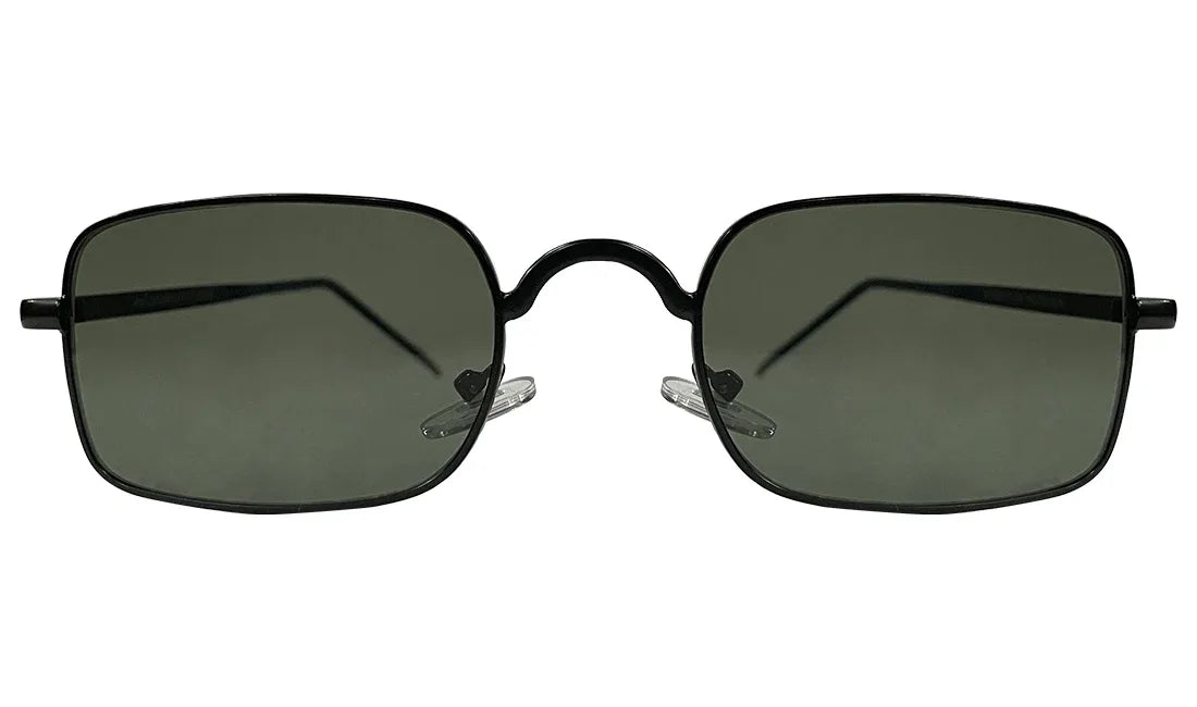 Green Lenses With Matte Black Rim Rectangle Sunglasses - Bombay Optical