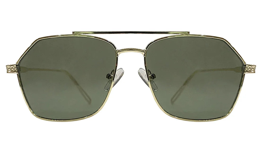 Green Lenses with Golden Rim Sunglasses - Bombay Optical