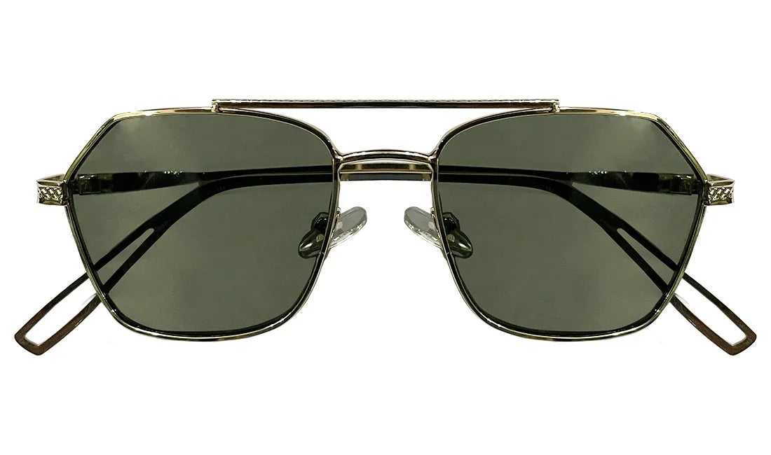 Green Lenses with Golden Rim Sunglasses - Bombay Optical