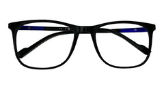 Glossy Black with Blue Square Eyeglasses