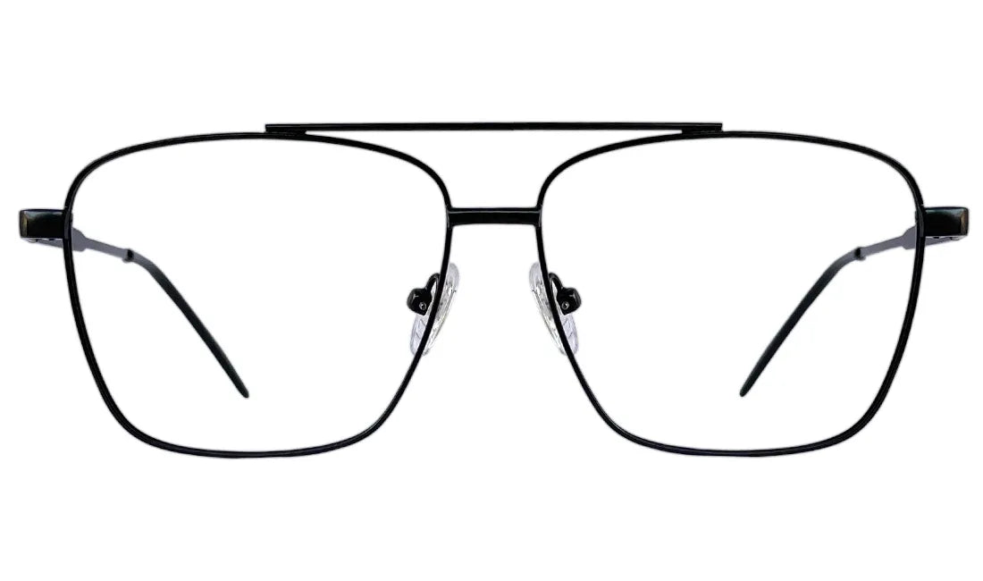 Matte Black Rectangle Metal Eyeglasses - Bombay Optical