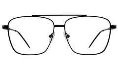 Matte Black Rectangle Metal Eyeglasses