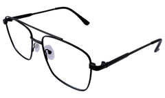 Matte Black Rectangle Metal Eyeglasses