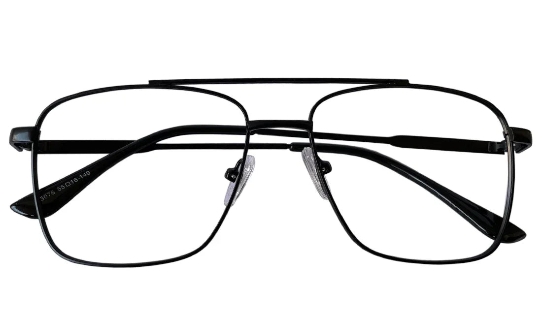 Matte Black Rectangle Metal Eyeglasses - Bombay Optical