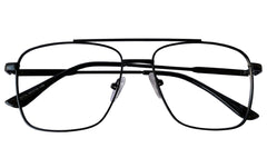Matte Black Rectangle Metal Eyeglasses