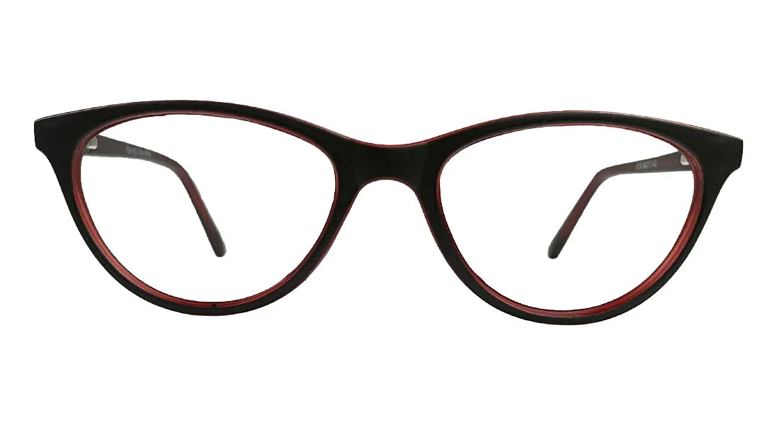 Matte Black & Red Oval Eyeglasses - Bombay Optical
