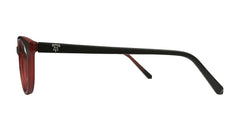 Matte Black & Red Oval Eyeglasses