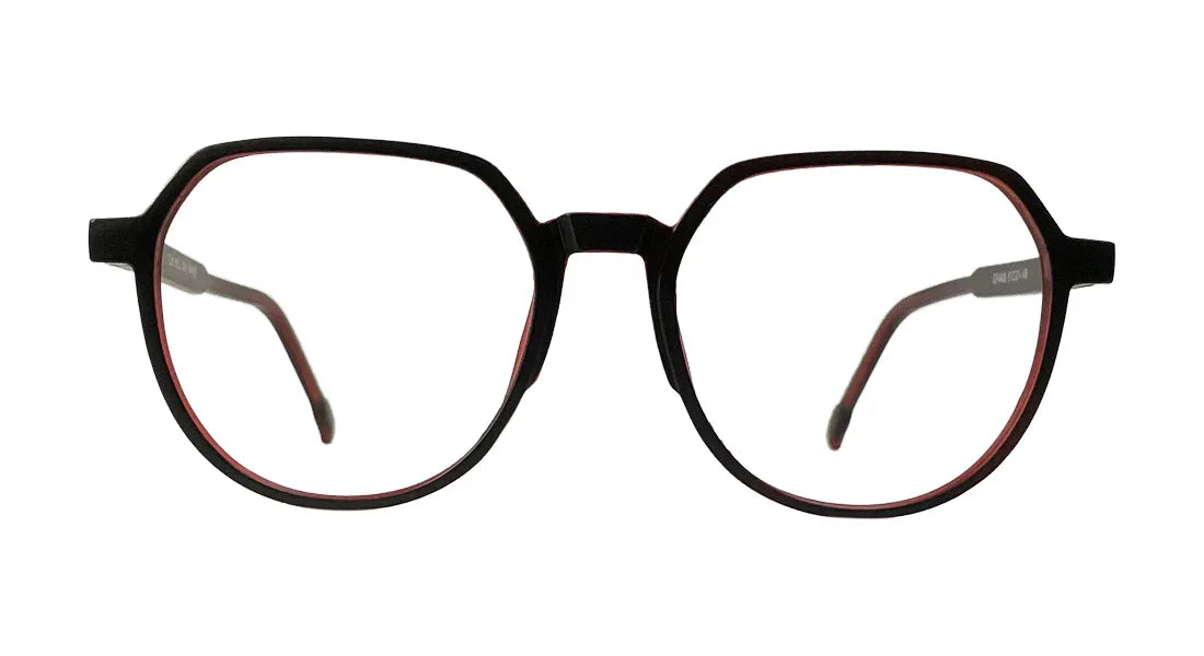 Matte Back & Red Round Eyeglasses - Bombay Optical