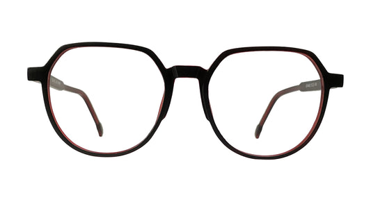 Matte Back & Red Round Eyeglasses