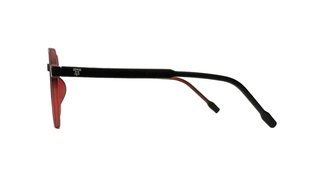 Matte Back & Red Round Eyeglasses - Bombay Optical