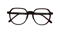 Matte Back & Red Round Eyeglasses