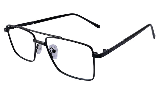 Matte Black Rectangle Eyeglasses for Men