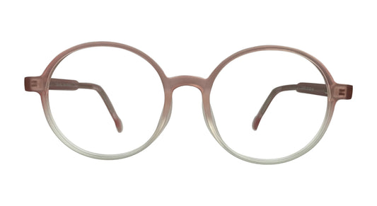 Matte Pink & White Round Eyeglasses