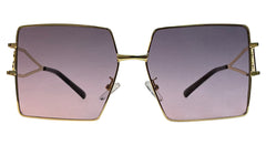 Purple Big Square Golden Metal Sunglasses