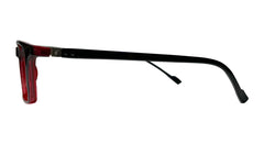 Black with Red Rectangle Eyeglasses
