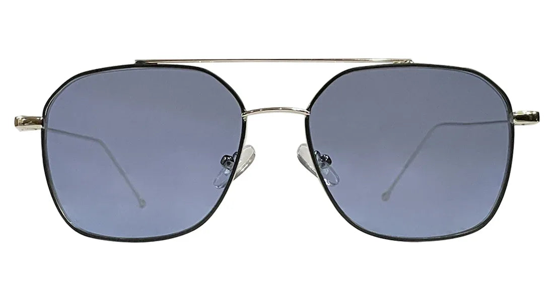 Silver & Black Rim with Blue Lenses Sunglasses - Bombay Optical