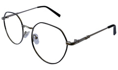 Silver and Black Hexa-round Eyeglasses