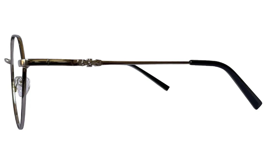 Silver and Black Hexa-round Eyeglasses - Bombay Optical