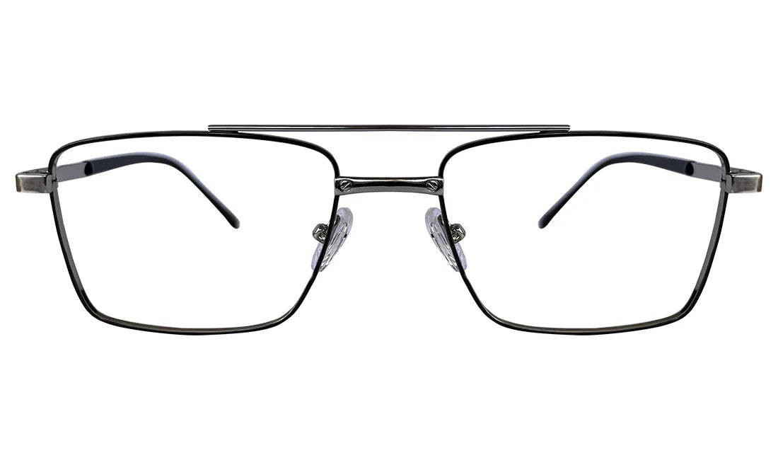 Silver and Black Rectangle Eyeglasses for Men - Bombay Optical