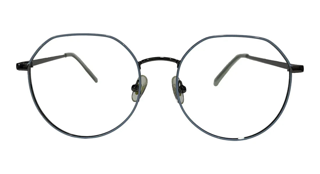 Skyblue with Gunmetal Hexa Round Eyeglasses - Bombay Optical